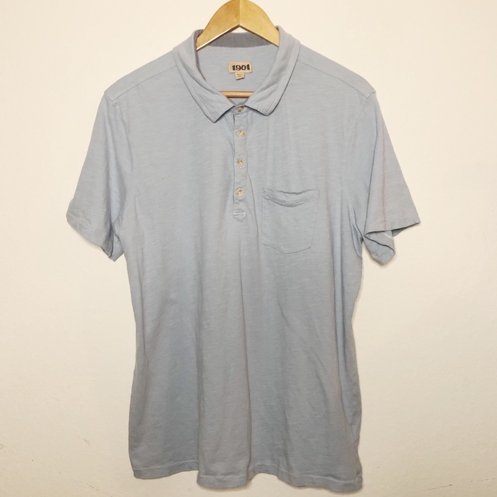 1901 Light Blue Polo Collared Short Sleeve XXL